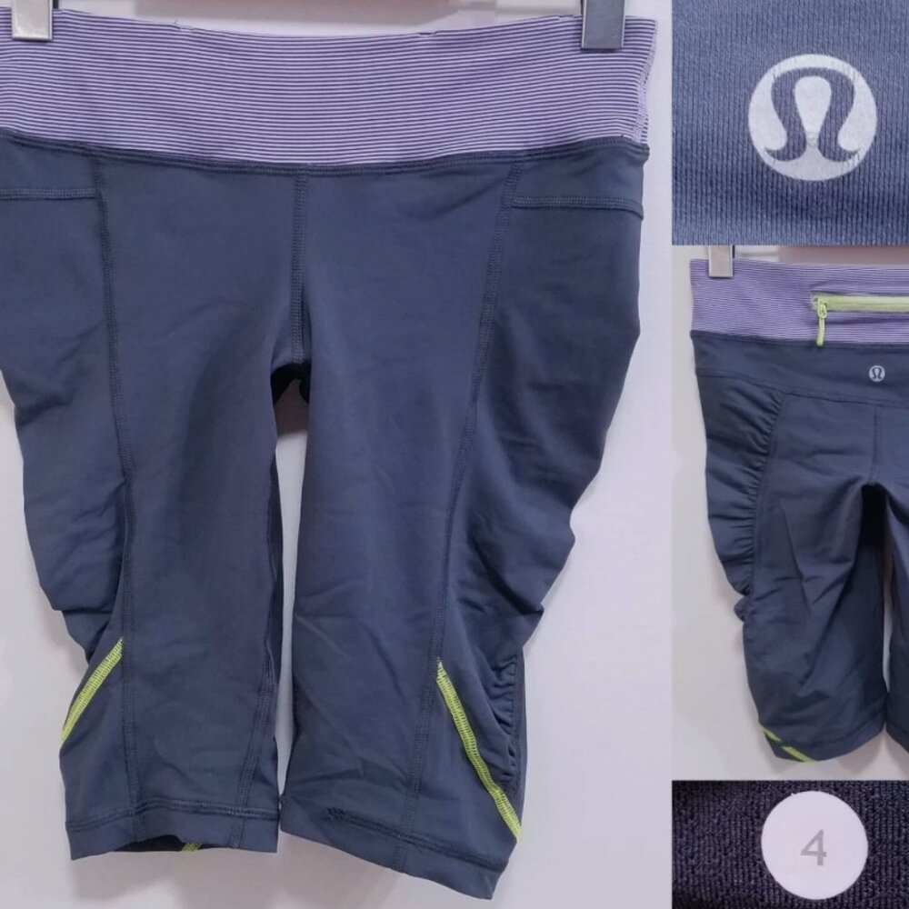 Lululemon Wunder Under Crop 4 XS Woman's Gray Purple Yoga Pants Skinny Leggings